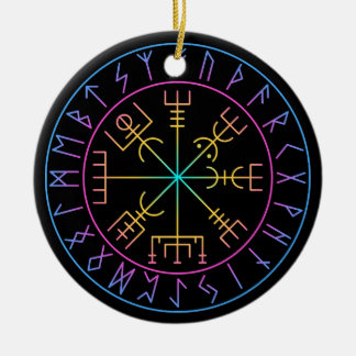 Vegvisir Viking Compass Symbol Design Ceramic Ornament