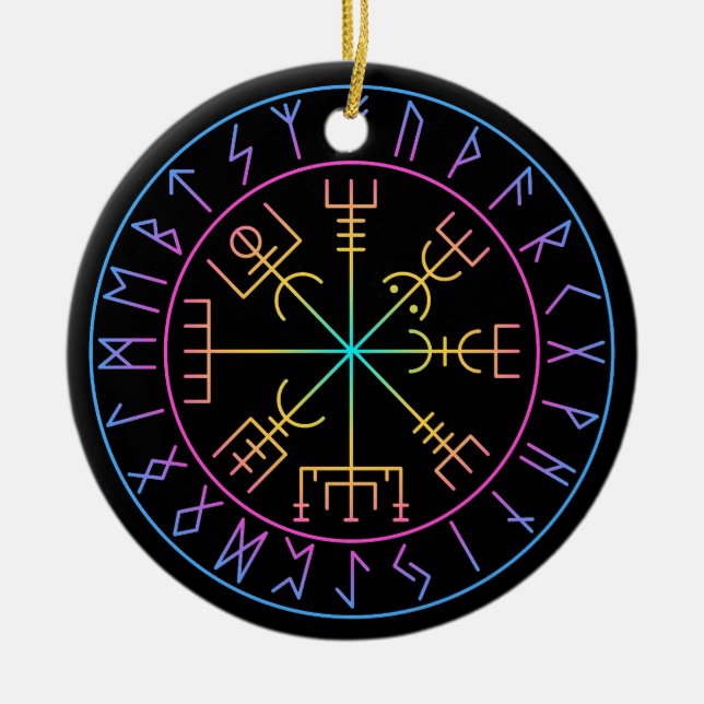 Vegvisir Viking Compass Symbol Design Ceramic Ornament (Front)
