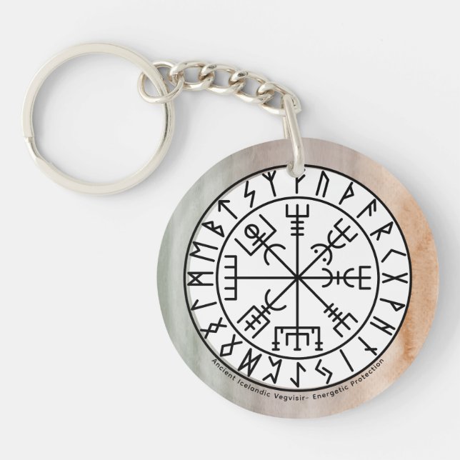 Vegvisir Viking Compass Symbol Design Key Ring (Front)