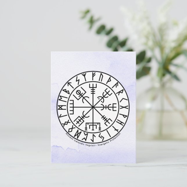 Vegvisir Viking Compass Symbol Design Postcard (Standing Front)
