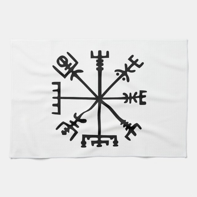 Vegvísir (Viking Compass) Tea Towel (Horizontal)