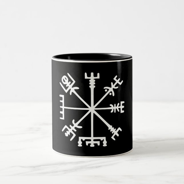 Vegvísir (Viking Compass) Two-Tone Coffee Mug (Center)