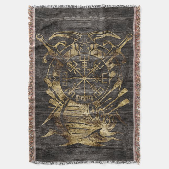 Vegvisir - Viking  Navigation Compass Throw Blanket (Front Vertical)