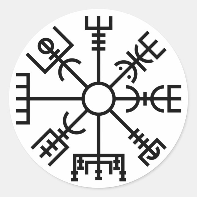 vegvisir Viking Symbol Norse Shield Odin Classic Round Sticker (Front)