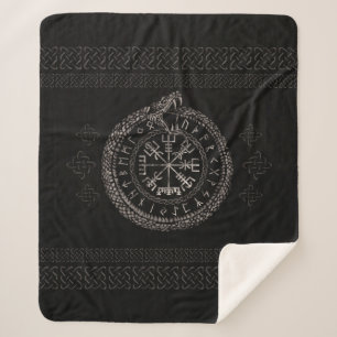 Vegvisir with Ouroboros and runes Sherpa Blanket