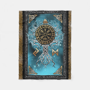 Vegvisir Yggdrasil Viking Rune Norse Fleece Blanket
