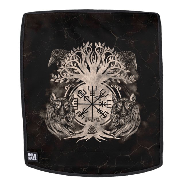 Vegvisir -Yggdrasil With Ravens & Wolves Backpack (Removable Face)
