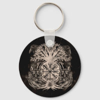 Vegvisir -Yggdrasil With Ravens & Wolves