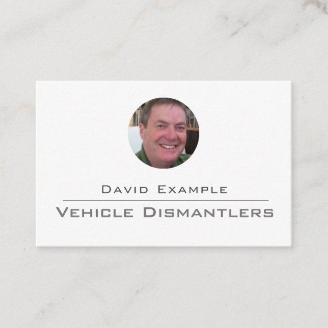 Vehicle Dismantlers with Photo of Holder Business Card (Front)