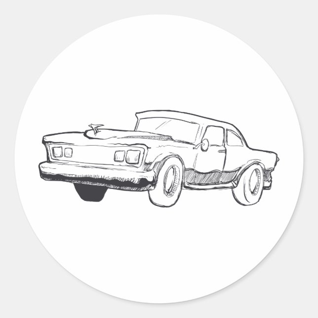 vehicle illustration classic round sticker (Front)