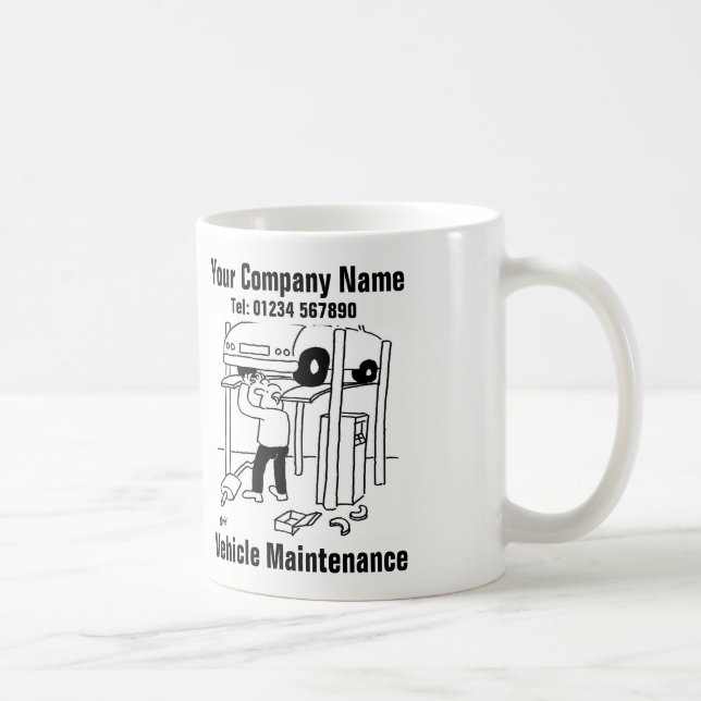 Vehicle Maintenance. Funny Garage Coffee Mug (Right)