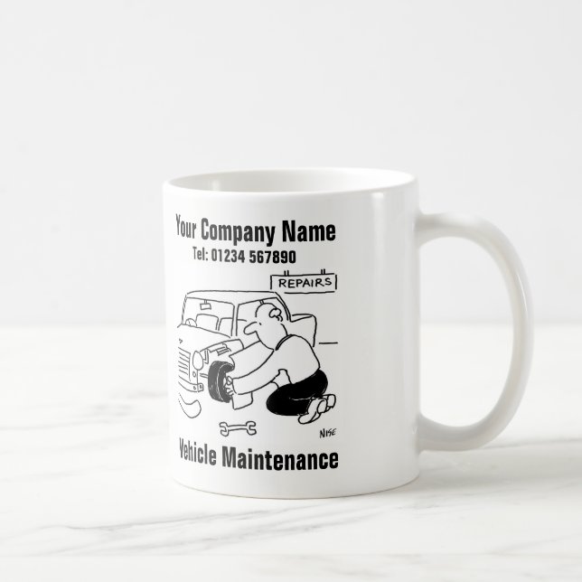 Vehicle Maintenance. Funny Garage Mechanic Coffee Mug (Right)