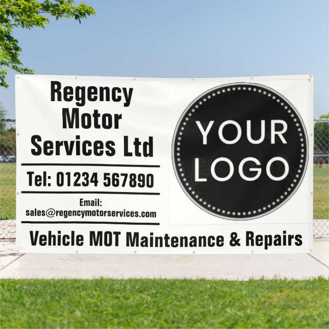 Vehicle Maintenance Garage with Your Logo Banner (Outside)
