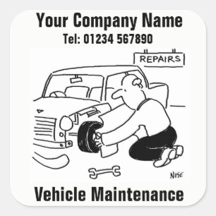 Vehicle Maintenance Square Sticker