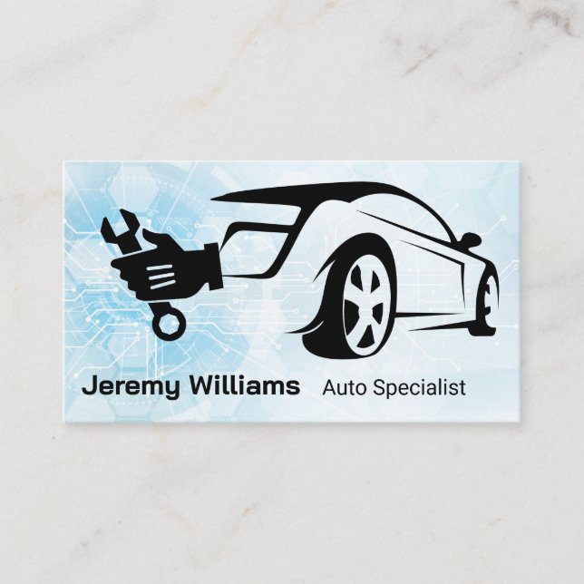 Vehicle | Mechanic Wrench Logo Business Card (Front)