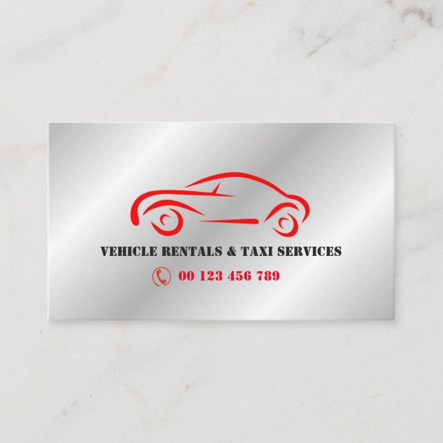 VEHICLE rental & Taxi services Business Card (Front)