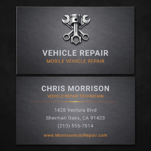 Vehicle Repair Auto Automotive Metallic Business Card
