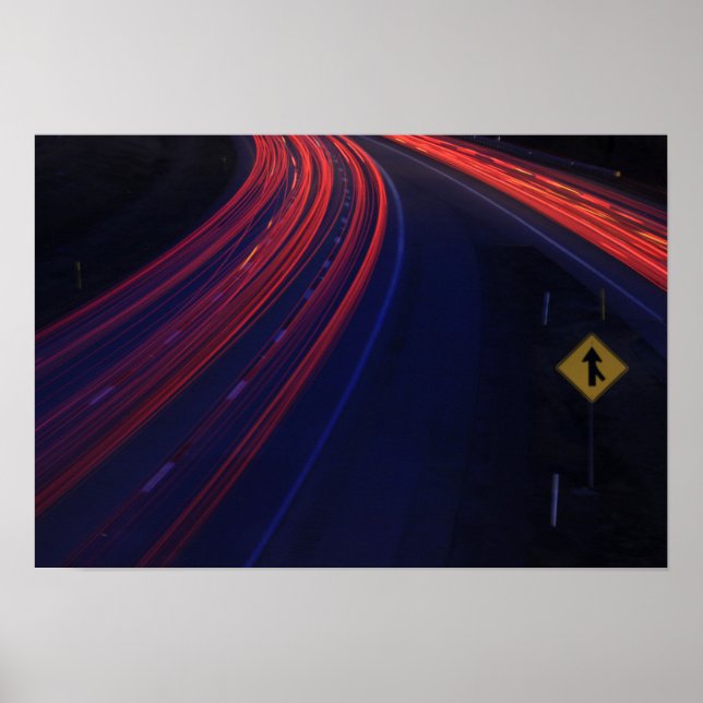 Vehicle Traffic Tail Light Trails Poster (Front)