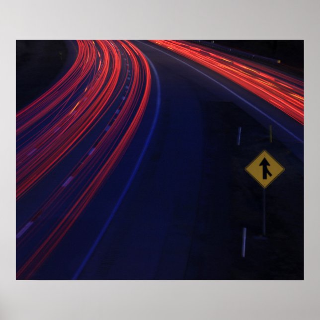 Vehicle Traffic Tail Light Trails Poster (Front)