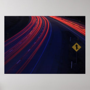 Vehicle Traffic Tail Light Trails Poster