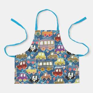 Vehicles kids Blue. All-Over Print Apron