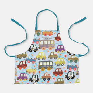 Vehicles kids Blue. All-Over Print Apron
