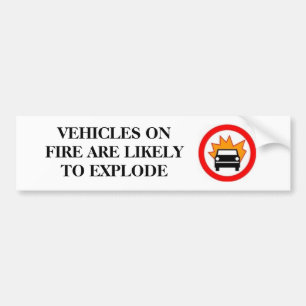 VEHICLES ON FIRE BUMPER STICKER