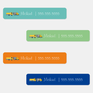 Vehicles School Class Lunch Name Number Labels