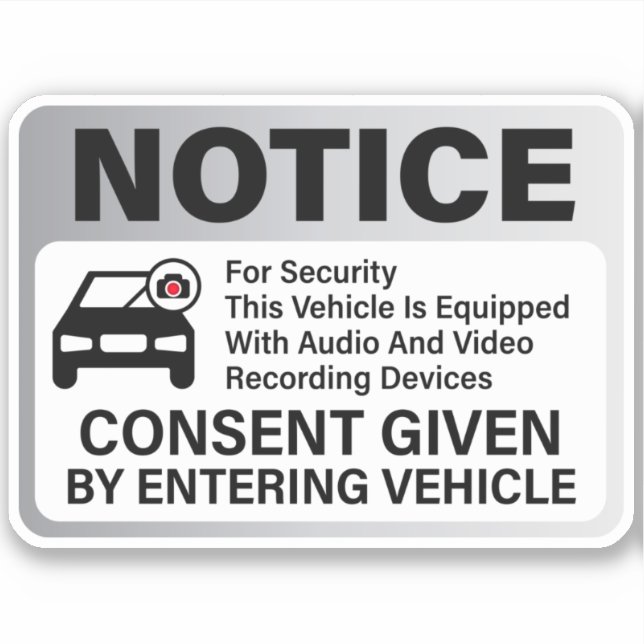 Vehicles Security Camera Warning Sign (Front)