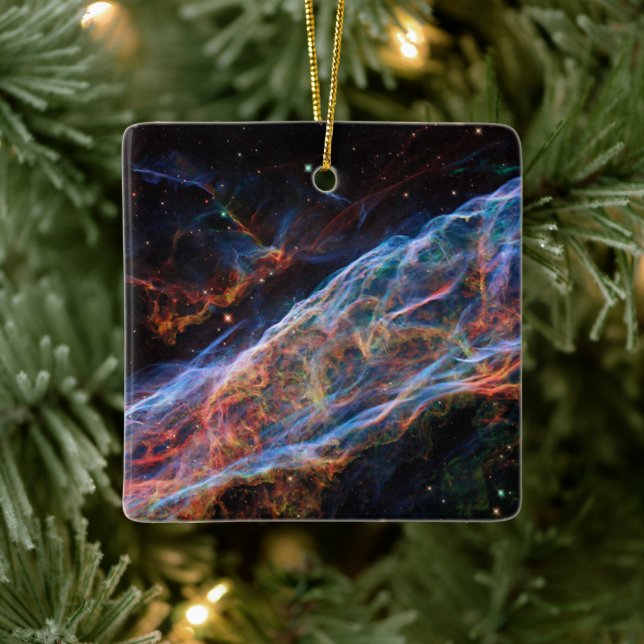 Veil Nebula Supernova Remnants Hubble Telescope Ceramic Ornament (Tree)