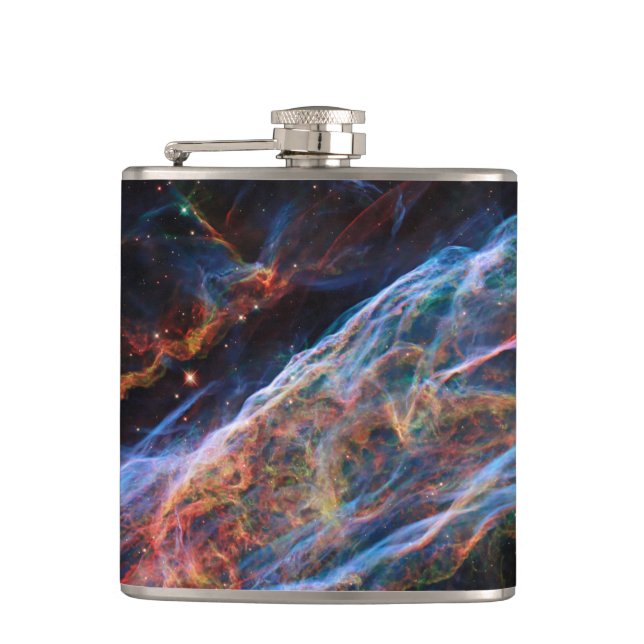Veil Nebula Supernova Remnants Hubble Telescope Hip Flask (Front)
