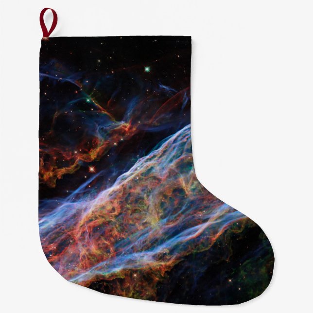Veil Nebula Supernova Remnants Hubble Telescope Large Christmas Stocking (Front)
