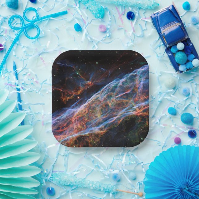 Veil Nebula Supernova Remnants Hubble Telescope Paper Plate (Party)