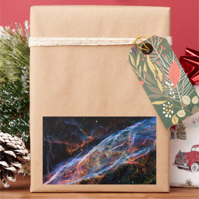 Veil Nebula Supernova Remnants Hubble Telescope Rectangular Sticker (Holiday)