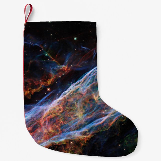 Veil Nebula Supernova Remnants Hubble Telescope Small Christmas Stocking (Front)