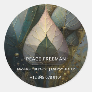 Veil of Leaves botanical Design Classic Round Sticker