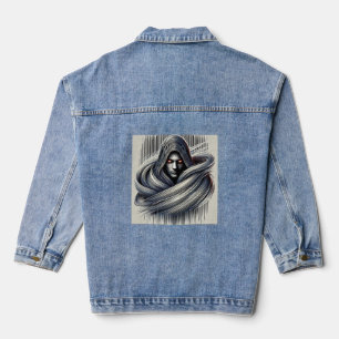 "Veil of Valour: The Devil Angel" Denim Jacket
