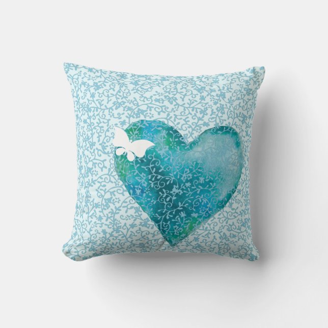 Veiled Blue Heart Cushion (Front)