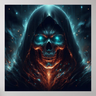 Veiled Shadows - Mystical Skull Art Poster