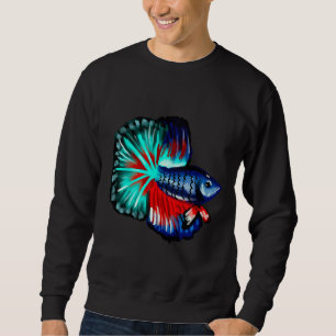 Veiltail Betta Fish Clipart Watercolor Corals Sket Sweatshirt