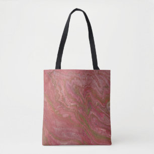 Vein Dynamic Red with Gold Veins Abstract Tote Bag