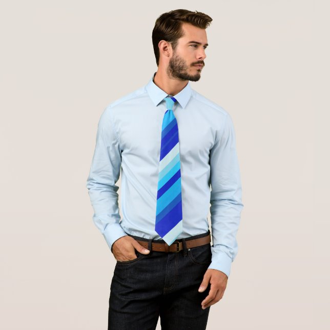 Veins of Ice with Blue Striped Pattern Tie (In Situ)