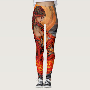 “Veins of the Volcano” – Volcanic Woman Portrait Leggings