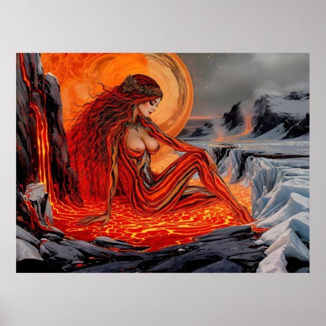 “Veins of the Volcano” – Volcanic Woman Portrait Poster (Front)