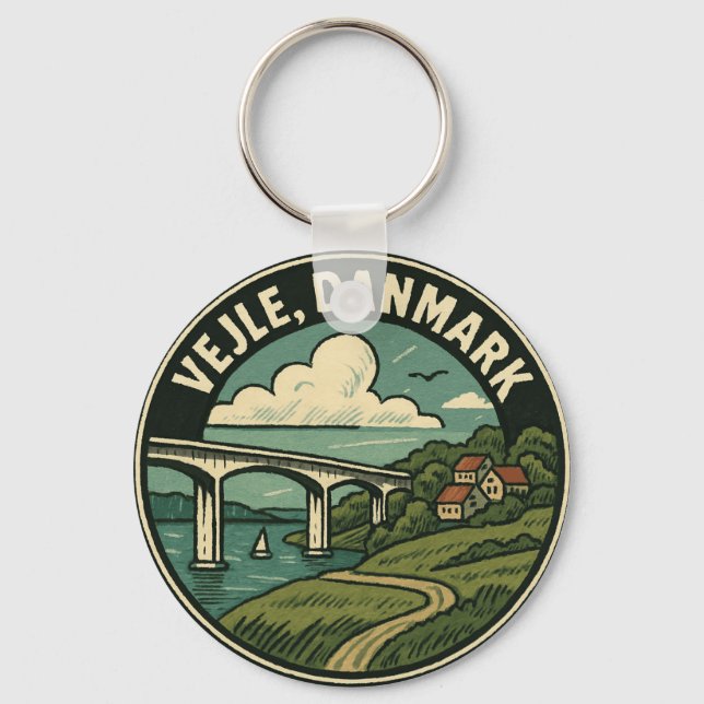 Vejle Denmark Bridge Key Ring (Front)