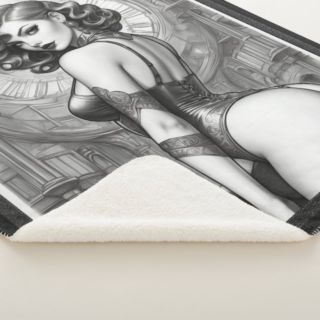 Velaria Retro Age Pin Up Girl Portrait Sherpa Blanket (3/4)