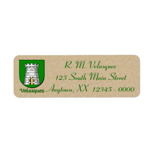 Velasquez Heraldic Shield Return Address Label
