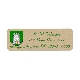 Velasquez Heraldic Shield Return Address Label