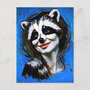 “Velka Teyani” Whispering Racoon Trickster Holiday Postcard