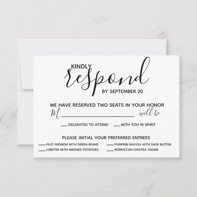 Vellum Black Rustic Script Photo Wedding RSVP Card (Front)
